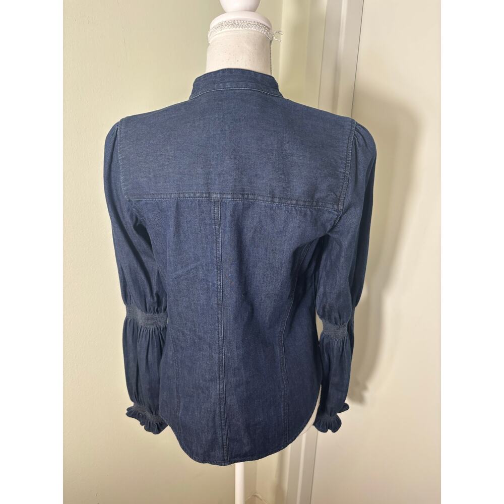 Veronica Beard Dark Blue Long Sleeve Cotton Button Up Shirt Sz 4 - Picture 3 of 3